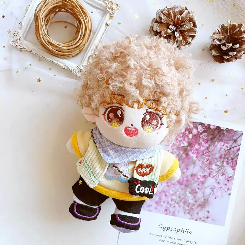 

6PCS 1SET 20CM Doll Clothes Scarf+T-shirt+Vest+Pants+Shoes+Bag Cute Plush Dolls Accessories Kpop EXO idol Dolls Gift DIY Toys