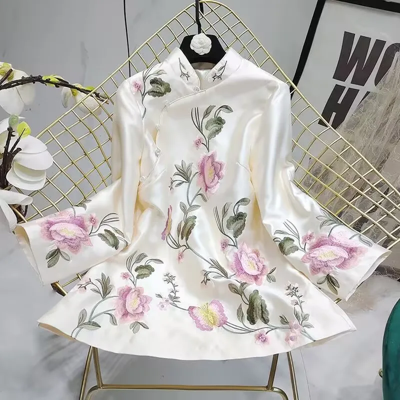 cheongsams vintage top traditional chinese clothes woman tang suit Summer tops embroidery embroidered shirts blouses for women