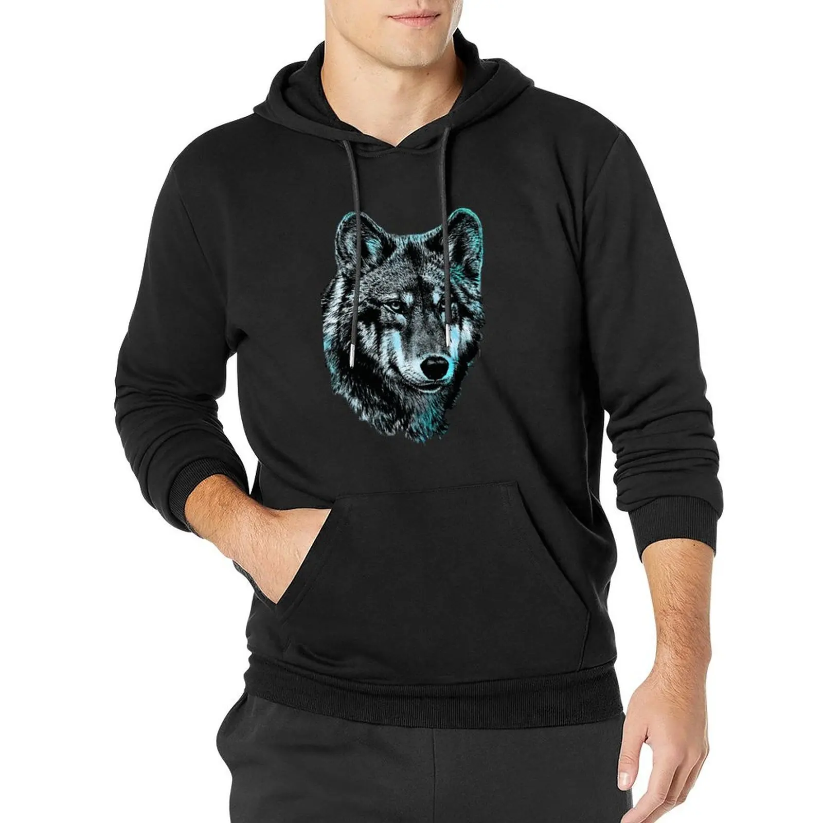 

Wolf Face Essentials Hoodies Winter Cool Animal Street Wear Sweatshirts Couple Trendy Printed Oversized Pullover Hoodie