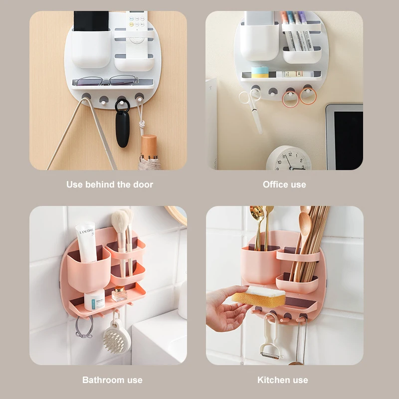 

Стеллаж с дистанционным управлением для ключей, креативный многоцелевой настенный стеллаж для хранения аксессуаров в ванную комнату без отверстий