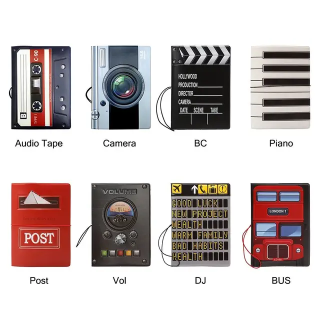 Multicolor 3D Pattern Passport Cover Piano Post Audio Tape Camera Certificate Protective Sheath Multi-function Card Holder 6