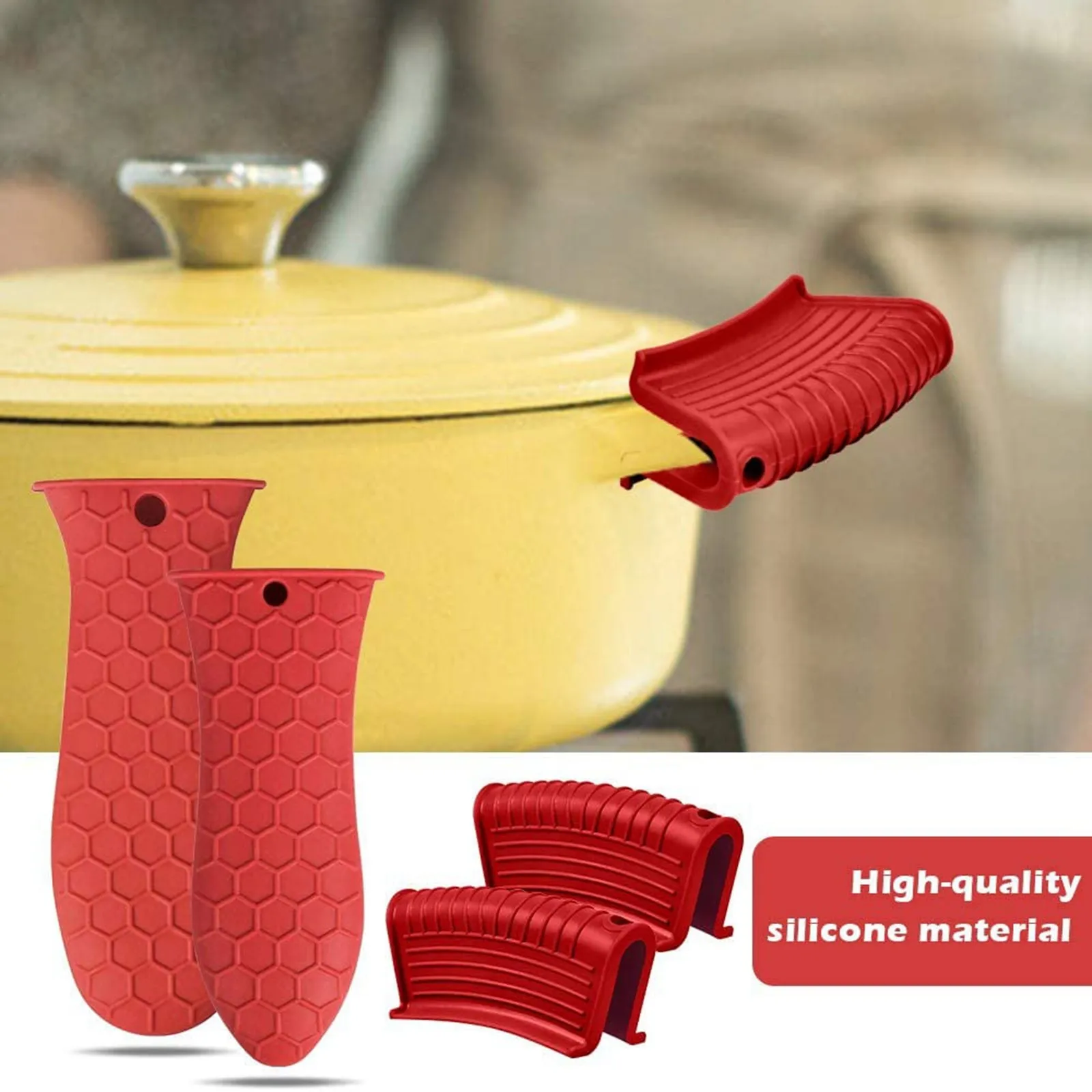 Silicone Pan Handle Cover 4 Piece Set Of Silicone Hot Handle Silicone Pot Handle Cover Insulation Cover Thickened Combination Pot