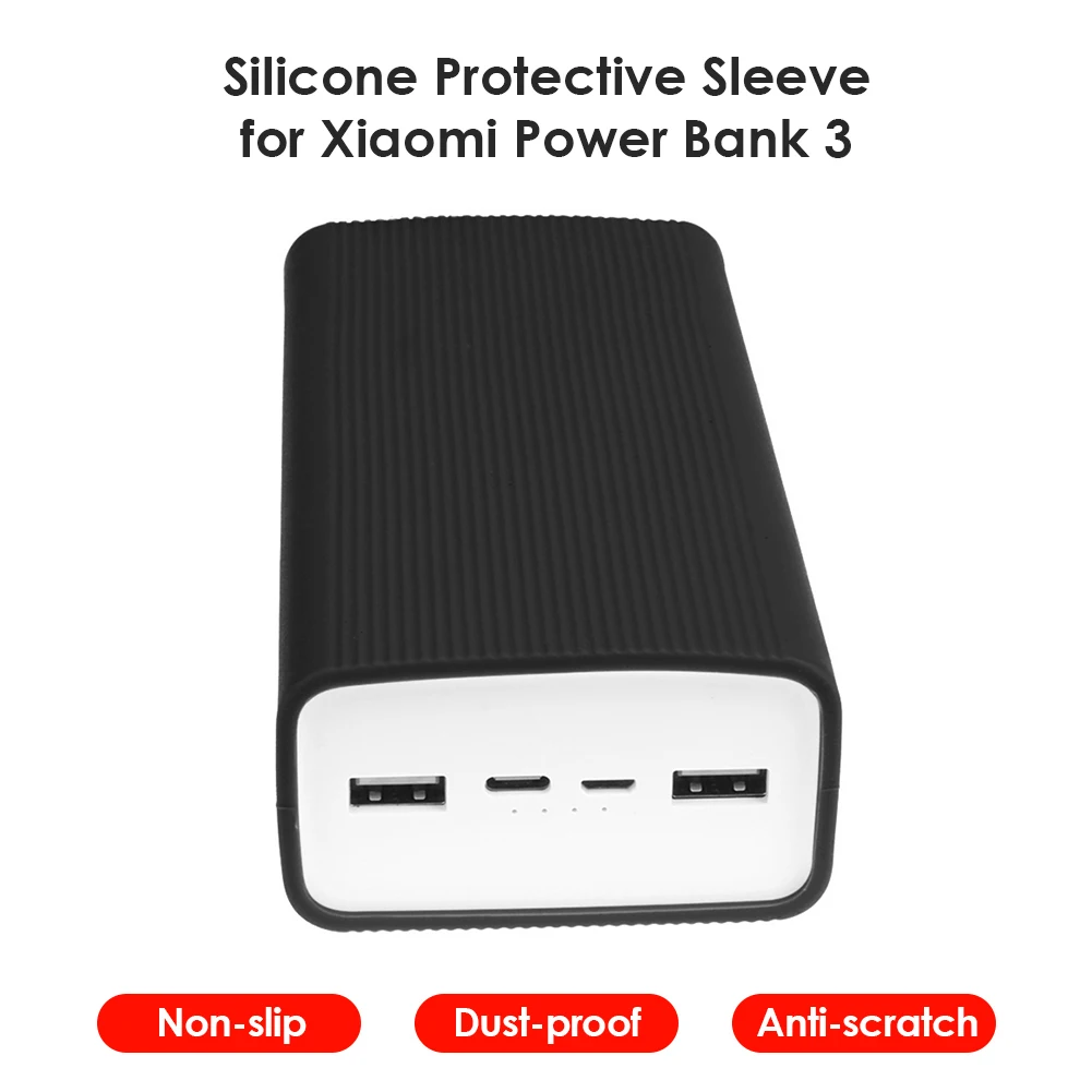 30000mAh Power Bank Silicone Case For Xiaomi Mobile Power Bank 3 Protective Cover Shell Protector Case Power Bank Accessories