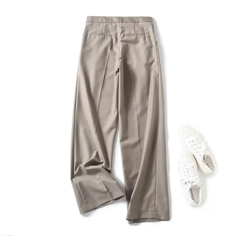 Jenny&Dave High Waist Straight Suit Trousers Women British Fashion Women's Trousers Casual Straight Pants