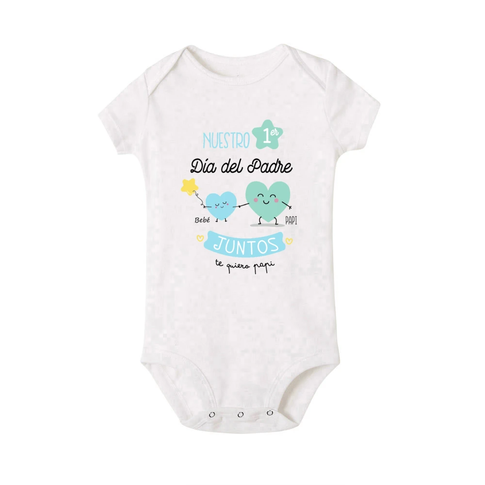 Our First Father's Day Spanish Printed Baby & Dad Matching Clothes Daddy T Shirts Tops Infant Bodysuit Fathers Day Family Outfit 6