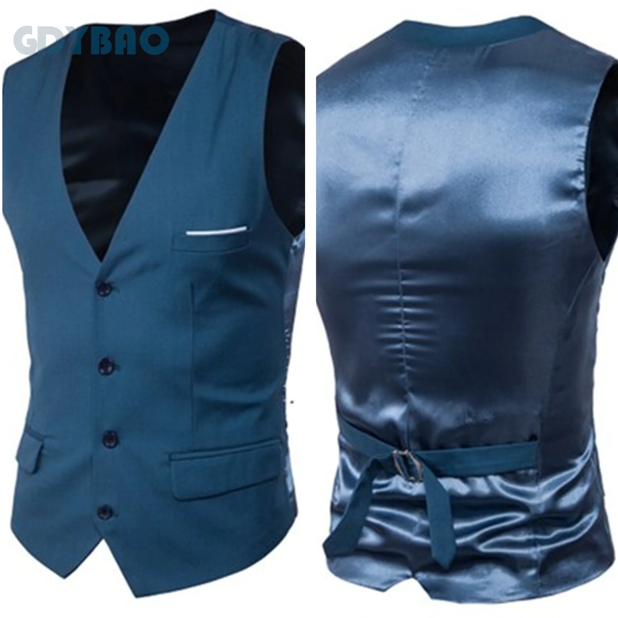 Water Duck Blue Vests For Men Slim Fit Mens Suit Vest Male Waistcoat
