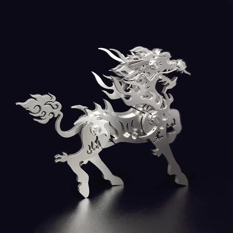 Microworld Steel Warcraft Styling Puzzle Blazing Kirin Animal Model Desktop Decoration Toy Souvenir Gift 3D DIY Puzzle For Child 3