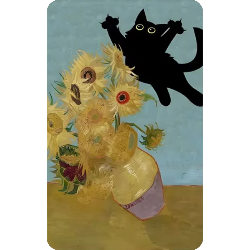 Funny Art Matisse Monet Black Cat Van Gogh Refrigerator Magnet suitable for Home Kitchen refrigerator Wall Door officedecoration magnetic fridge magnets magnetic fridge stickers refrigerator decor