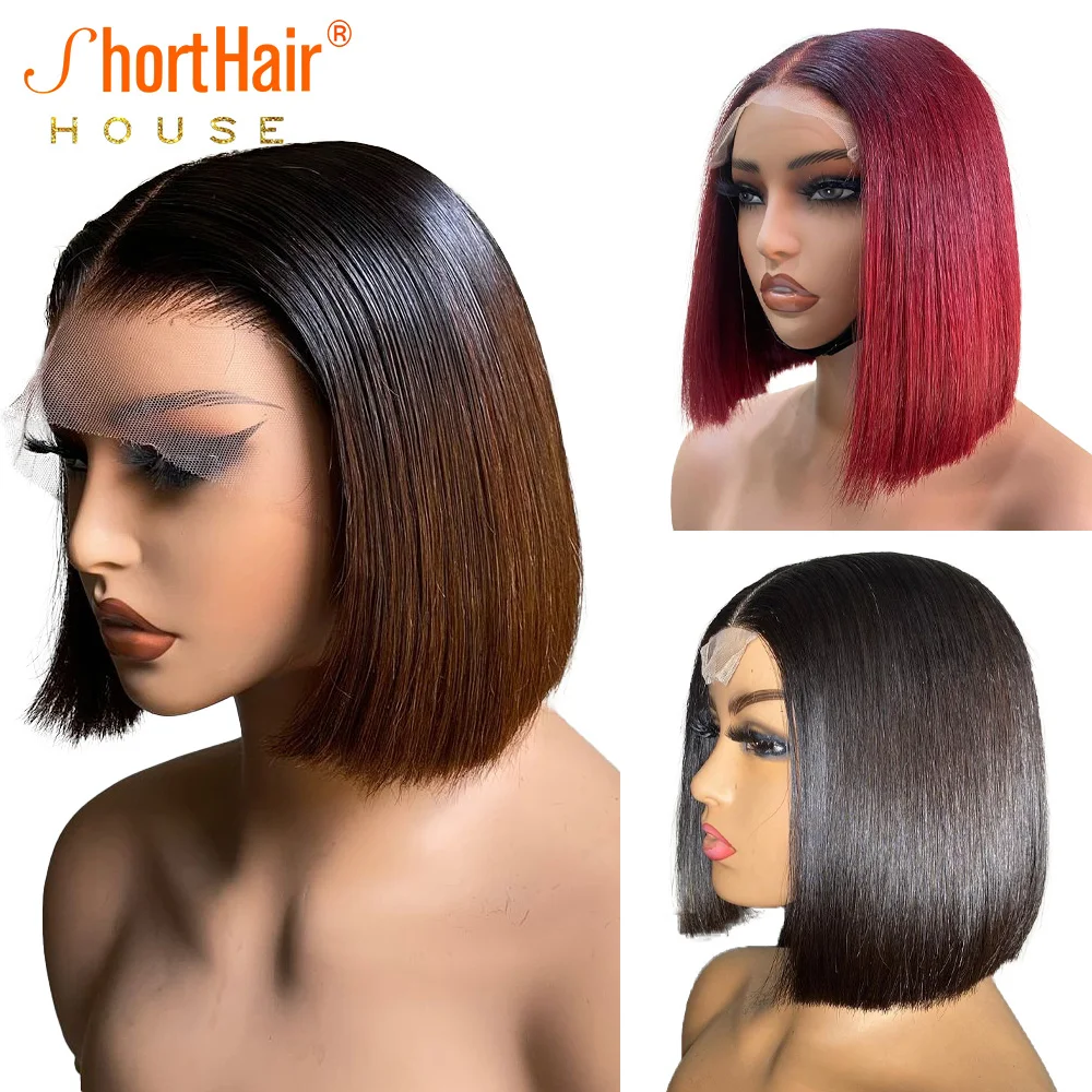 Human Hair Wig 99J Color Short Bob for Lace Frontal