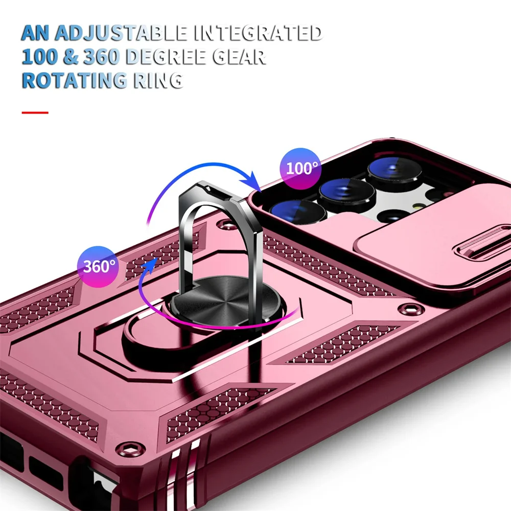 Enhanced Privacy Magnetic Ring Holder Phone Case with 360-Degree Rotation