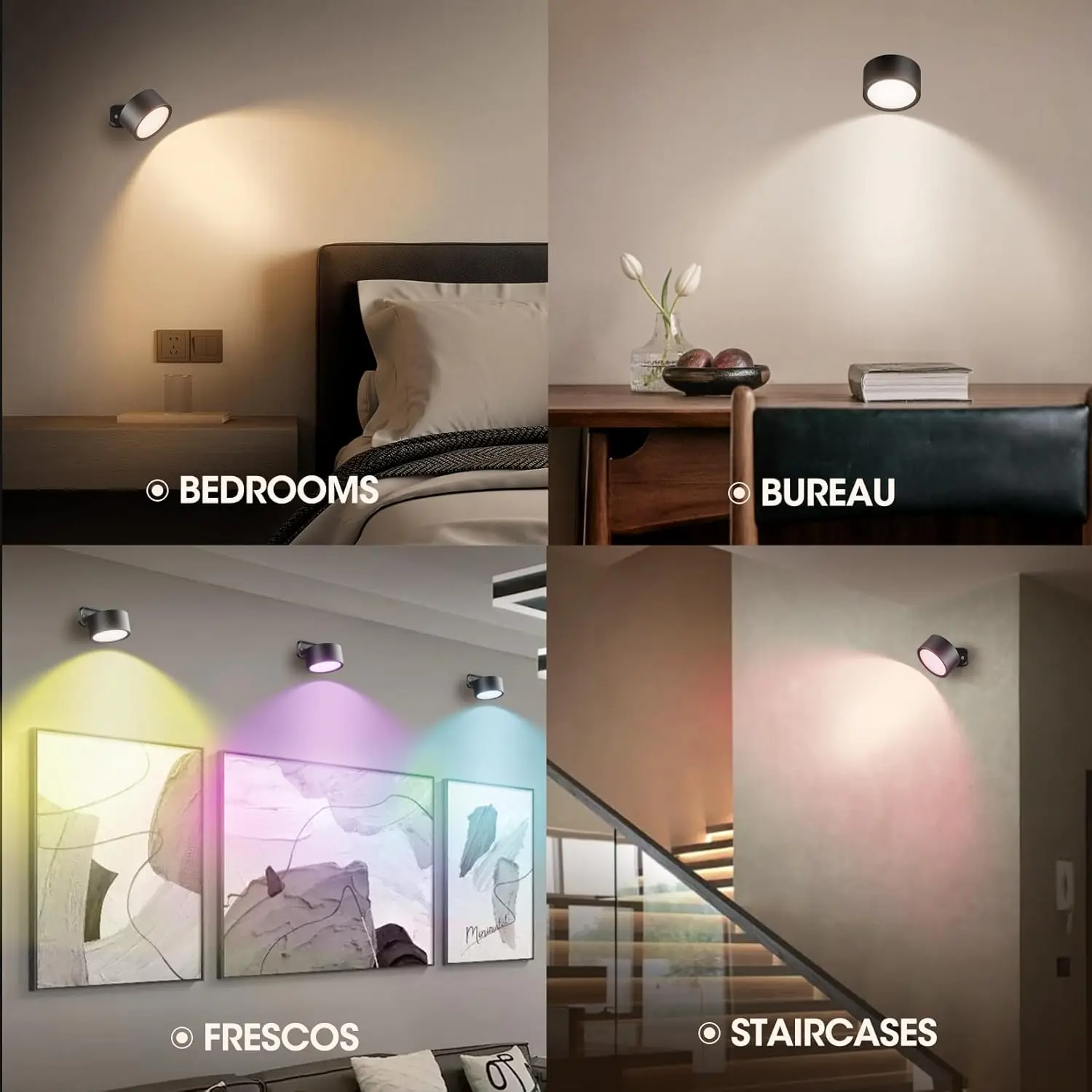 Magnetic LED Wall Lights 360° Rotation Touch With Remote Control 12 Colors Dimmable Brightness for Bedroom Wireless Bedside Lamp 6
