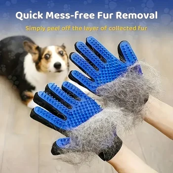 1pc Pet Grooming Gloves - Gentle Deshedding Brush for Dogs & Cats, Easy Clean,  Five Finger Design, Ideal for Long & Short Fur