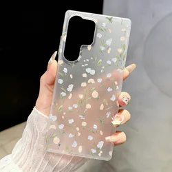 Matte White Clear Phone Case with Fresh Blue Flower Design - Galaxy S23 Ultra (AQ29)