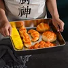 Stainless Steel Flat Bottom Storage Tray with Lid Square Food Plate Cake Bread Pastry Baking Pan Dish Bakeware Kitchen Tools 4