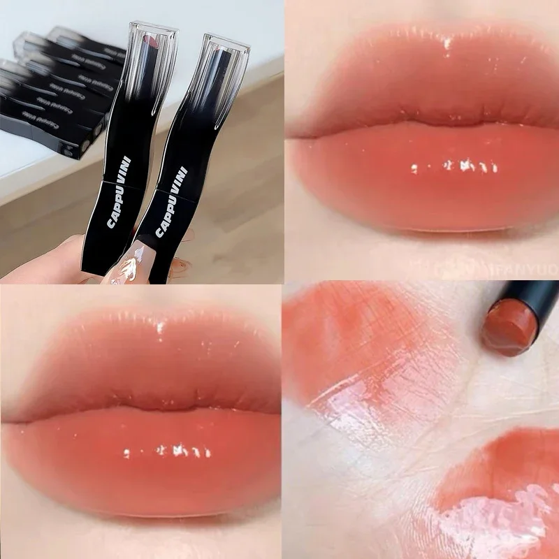 Fashion Wavy Black Tube Lip Gloss Glass Lip Makeup Crystal