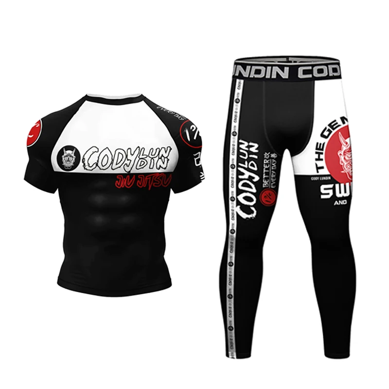 New Boxeo Clothes Jiu Jitsu Rashguard MMA T-shirt+Pant Sets Muay Thai Shorts Men Boxing Brazilian Grappling Rash Guard Sportsuit martial arts uniforms