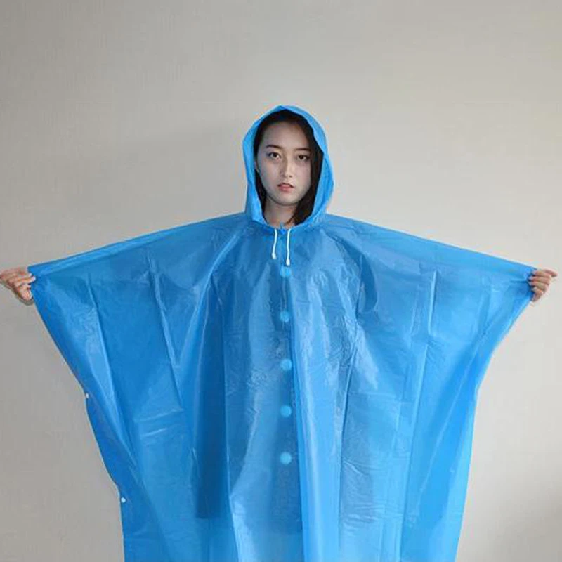 Raincoat Poncho 1Pcs Outdoor Raincoat Hooded Sleeve Waterproof Rain Poncho Motorcycle Rain Cover Camping Hiking Travel Rainwear