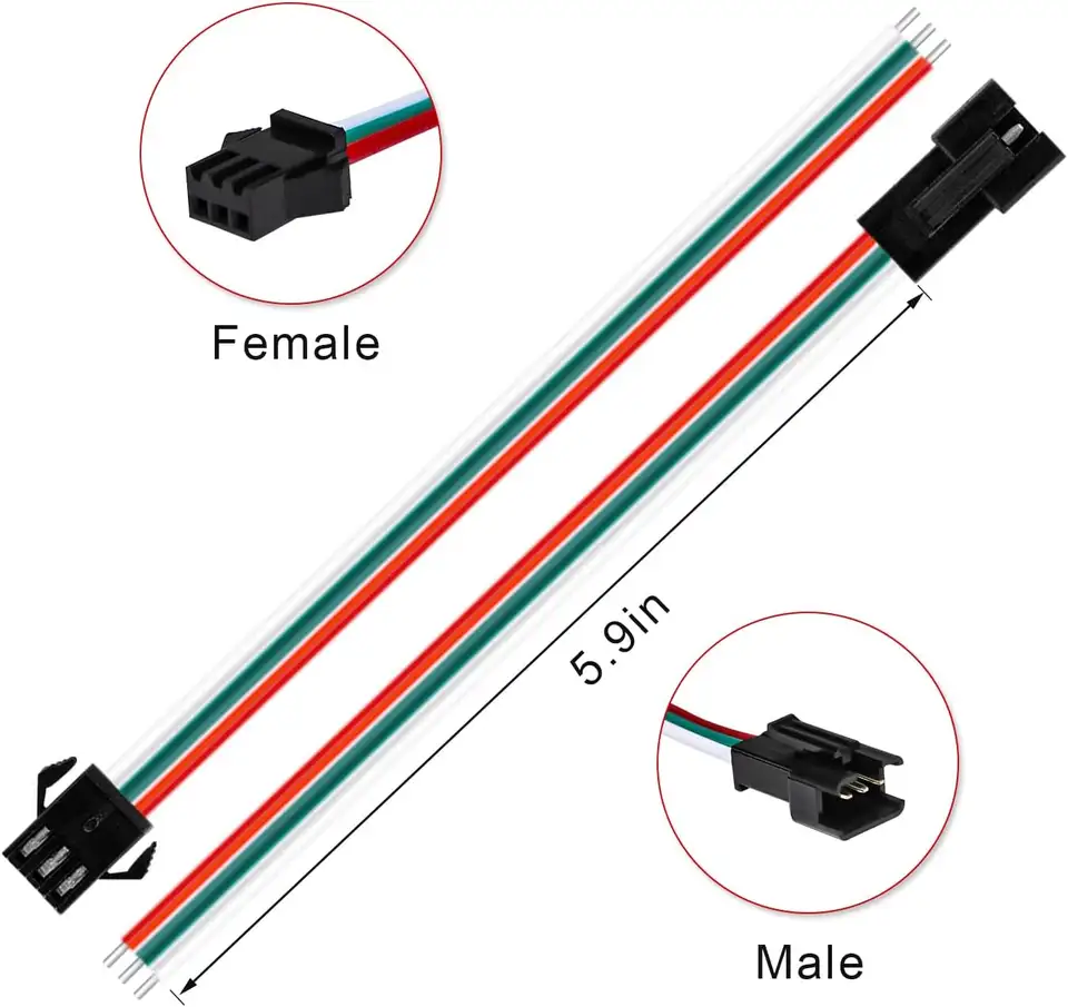 30 Pairs JST SM 3 Pin Connectors 15cm 20AWG Wire Female/Male LED Connector for WS2812B WS2811 WS2812 LED Strip Light image 3