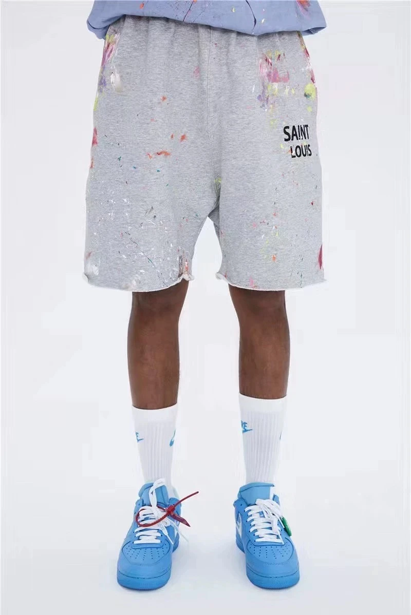 High quality Saint Louis SSSaint Street Hip Hop Summer Speckler Graffiti Trendy Brand Casual Cotton Black Grey Shorts