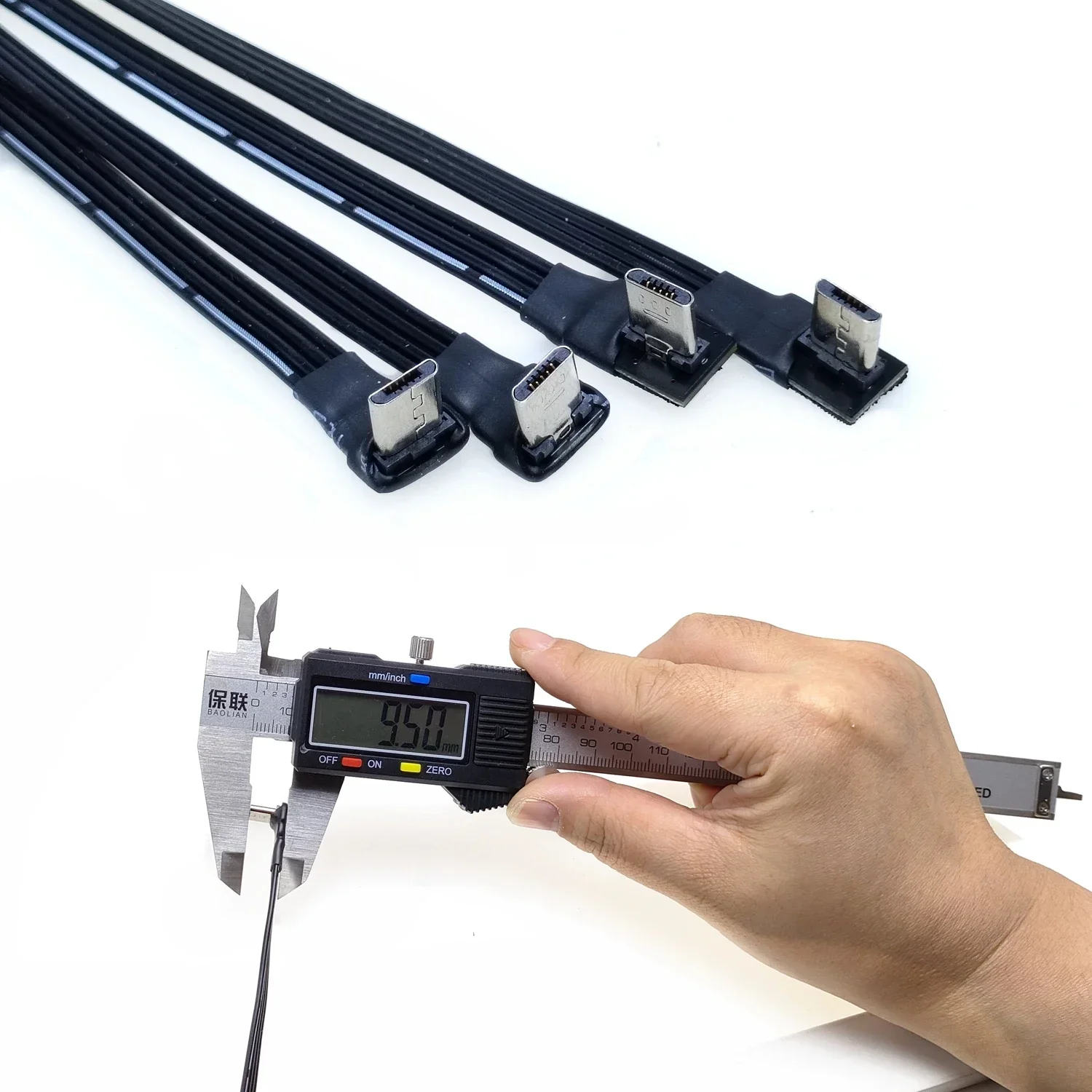 Hyper flat, flexible, top, bottom, left, right, 90 degree angle, USB UltraShort  micro USB plug to USB plug, 0.05m-3 meters