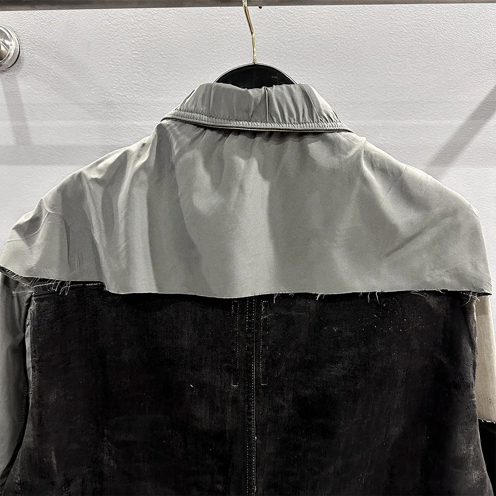 PFNW High Quality Colorblock Raw Edge Splipced Design Denim Jackets Men's Spring 2025 New Washed Loose Casual Coat Top 28W6034 4