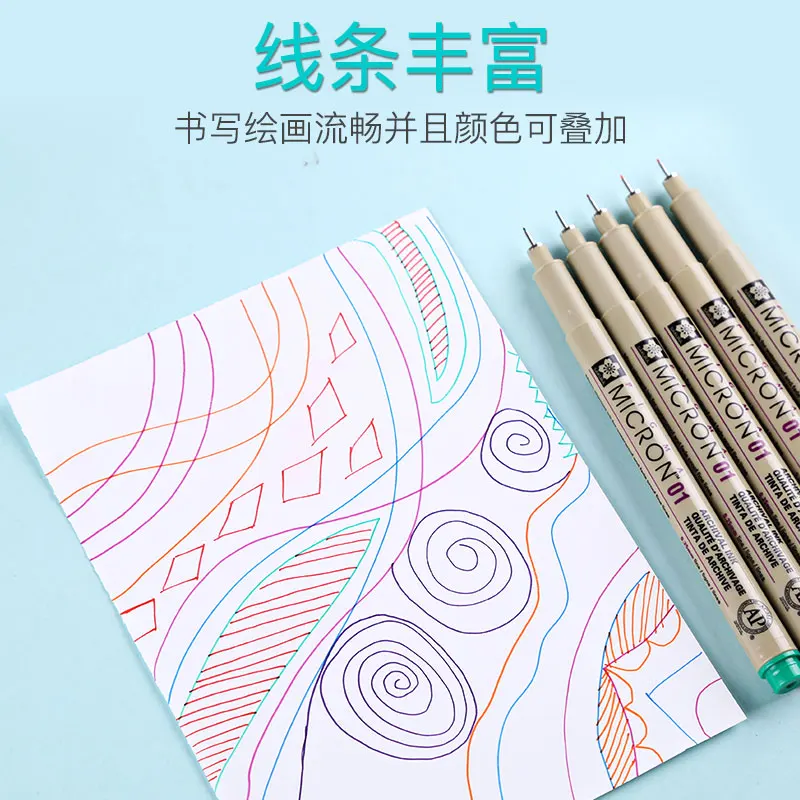 1pcs SAKURA Micron Pen Multicolor Needle Pen Waterproof Markers Liners for Design Sketch Drawing 2