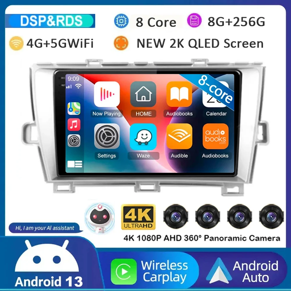 

Android 13 Carplay Auto для Toyota Prius 3 XW30 2009 2010 2011 2012 2013-2015 LHD RHD автомобильный радиоприемник, мультимедийный плеер, GPS, стерео DSP
