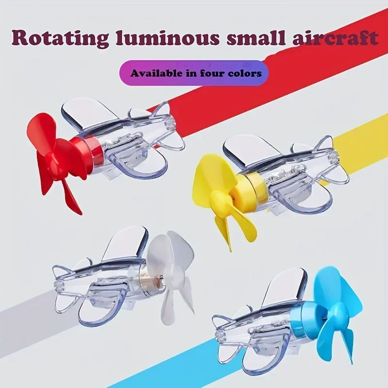 Motorcycle Car Rotatable Airplane Wind Powered Small Led Light Airplane Decor Car Styling Ornaments Bikes Bicycle Decorations