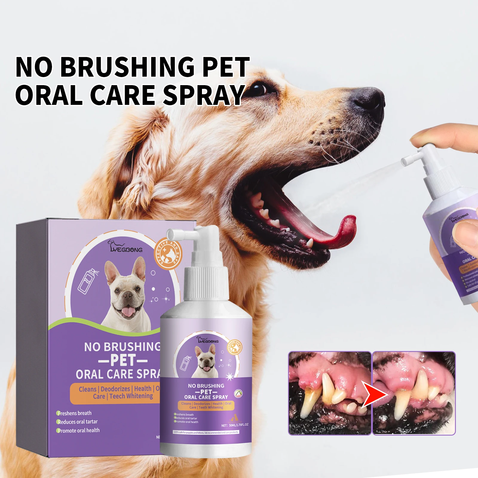 Pet Oral Care Spray Fresh Breath and Teeth Cleaning Spray,Pet Breath Freshener Reduce Tartar Pet Healthy Oral Hygiene Solutions