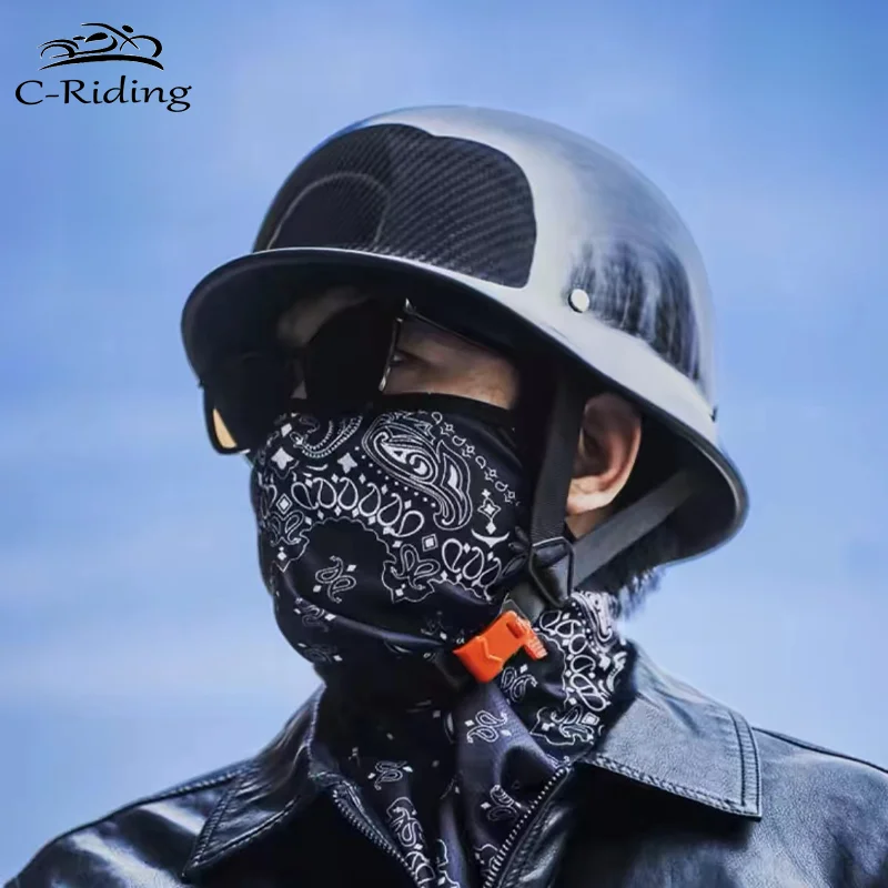 남녀공용 DOT 승인 로우 프로파일 하프 페이스 헬멧, 탄소 섬유 오토바이 헬멧, 사계절 초경량 1/2 오픈 페이스 헬멧  Best5