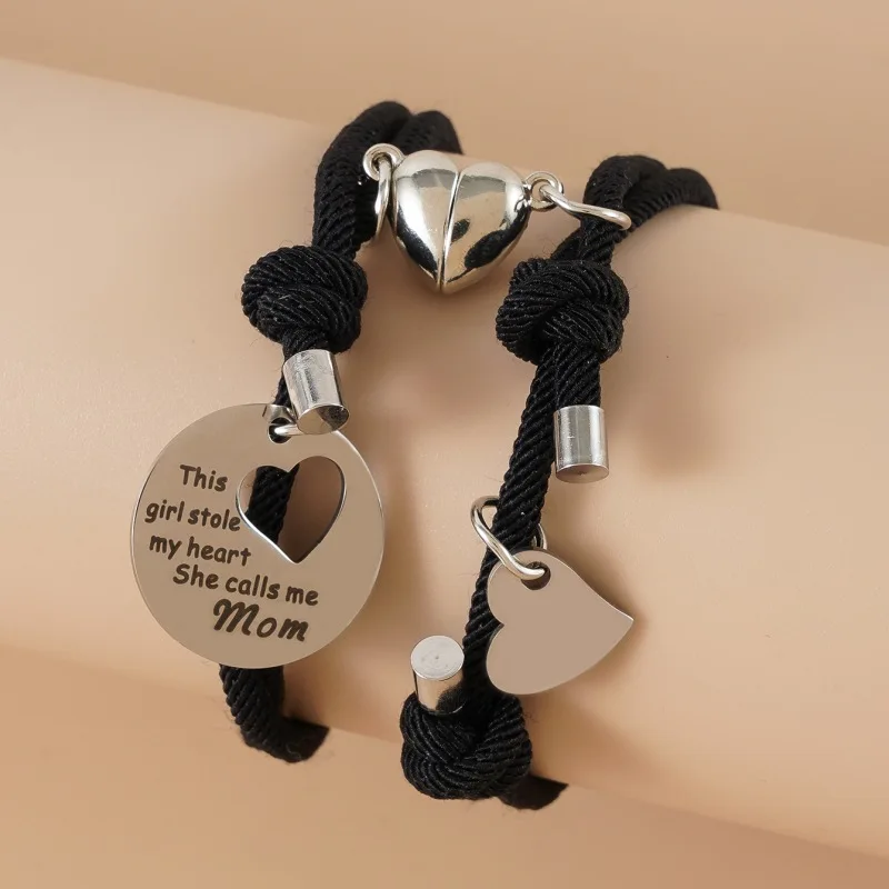 Chain Bracelet 2Pcs Fashion Star Moon Magnetic Pendant Couple Handmade Rope for Women Friendship Minimalist Jewelry
