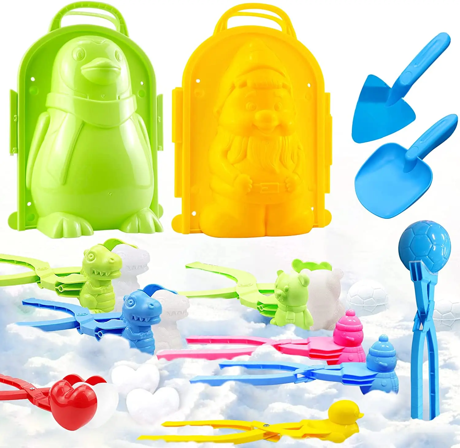 

Snow Molds Toys(12PCS) - Kocuos 2021 Snowball Maker Kit with New Shape of Dinosaur/Penguin/Elf/Heart/Duck/Snowmen/Ball/Bear