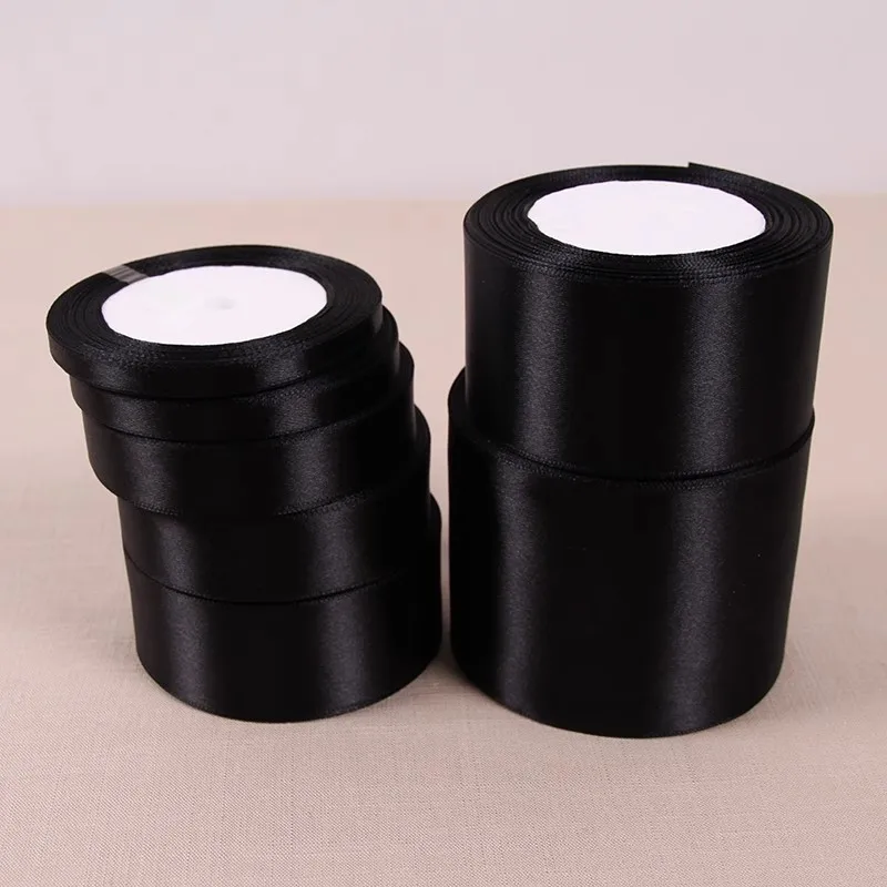 Satin Ribbon Single Face 6-10-12-15-20-25-40-50mm Gift Packaging Tape Christmas Halloween Birthday Party Decoration