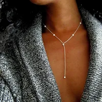 Boho Fashion Jewelry Women Dainty 14 K Gold Necklaces White Gold Plated CZ Lariat Necklace for Women Christmas Gift Fine Jewelry