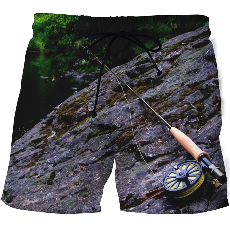 3D Print Fish And Beach Men Swimming Trunks Swimwear Shorts