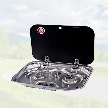 

Hot sale Stainless Steel RV Gas Stove Tempered Glass Lid Motorhome Gas Stove SY587 Style trailer Gas Stove