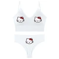 Large Size Women Bralette Panties Set Cartoon Hello Kitty Pikachu Black  White Embroidery Sexy Thong Seamless Comfort Bra Set - AliExpress