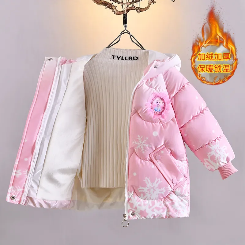Winter Baby Girls down Jacket Children Frozen Elsa Hooded Coats with Bag Kids Warm Plush Windbreaker Coat Princess Costumes down jacket children jackets girls coat