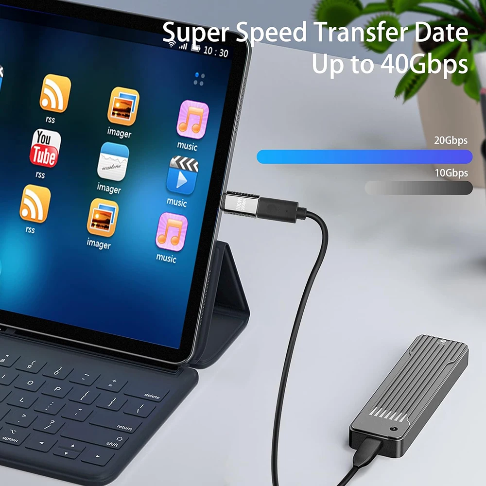 100W 20Gbps USB To Type C Charging Phone Adapter Data Transfer Converter 90 Degree Right Angled Adapter for Laptop Phone Tablets