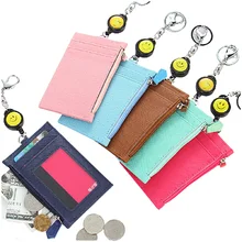 

Badge Holder, Leather Card Bag Multiple Card Slots Men Women Card Holder Card Holder Contraction Band Zipper