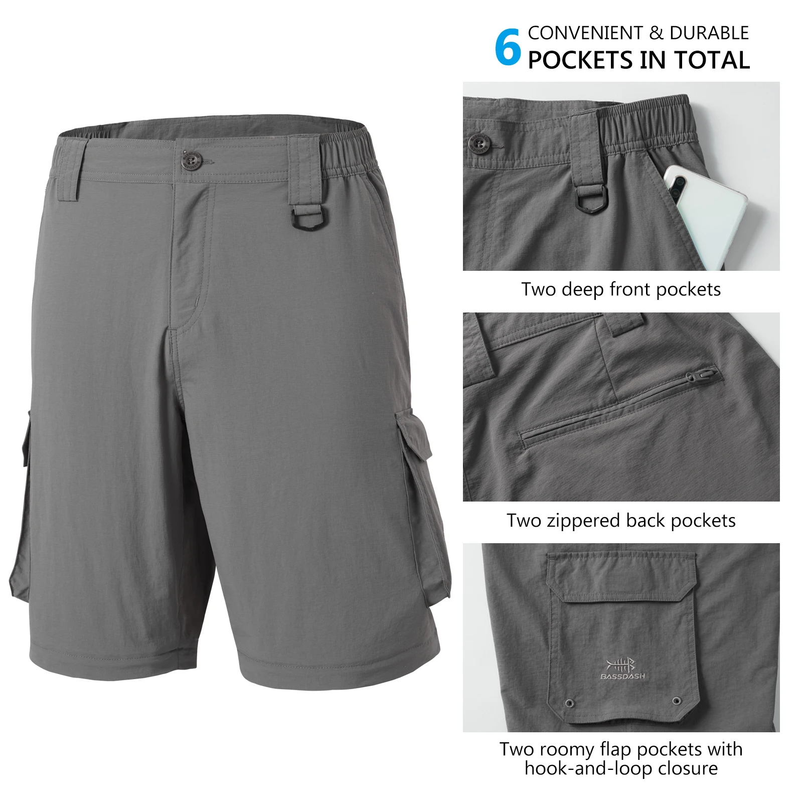 Pantalon De Randonnée Convertible Homme - Séchage Rapide, Imperméable, Protection UPF50+ Avec Zip Genou