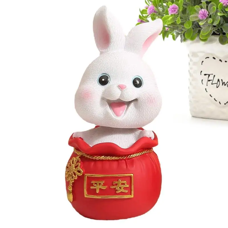 

New Shaking Head Rabbit Ornament Cute Dashboard Decoration Gift Car Interior Resin Bunny Decoration