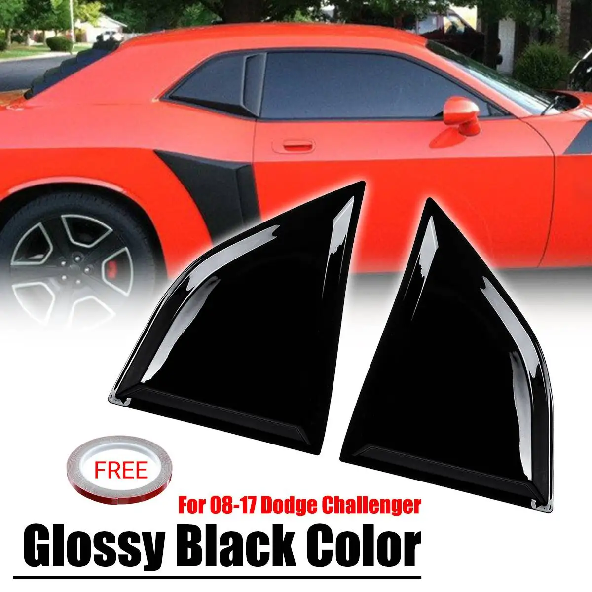 

2x Car Window Scoop Louvers Window Visor Cover Sun Rain Shade Vent For Dodge Challenger 2008-2017 Rear Side Window Decoration