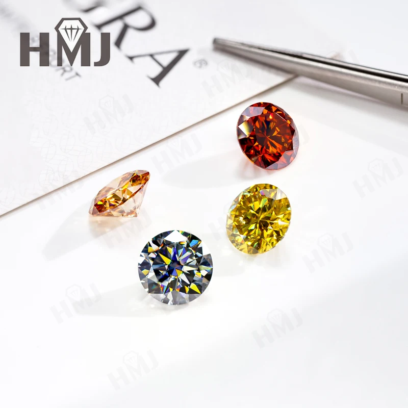 0,5-10ct Laborgezüchteter Moissanit in Grau, Champagner, Gold, Gelb, Granatapfelrot, Rundschliff, Ringe, Ohrringe, Perlenherstellung, DIY-Geschenk – Detail 7