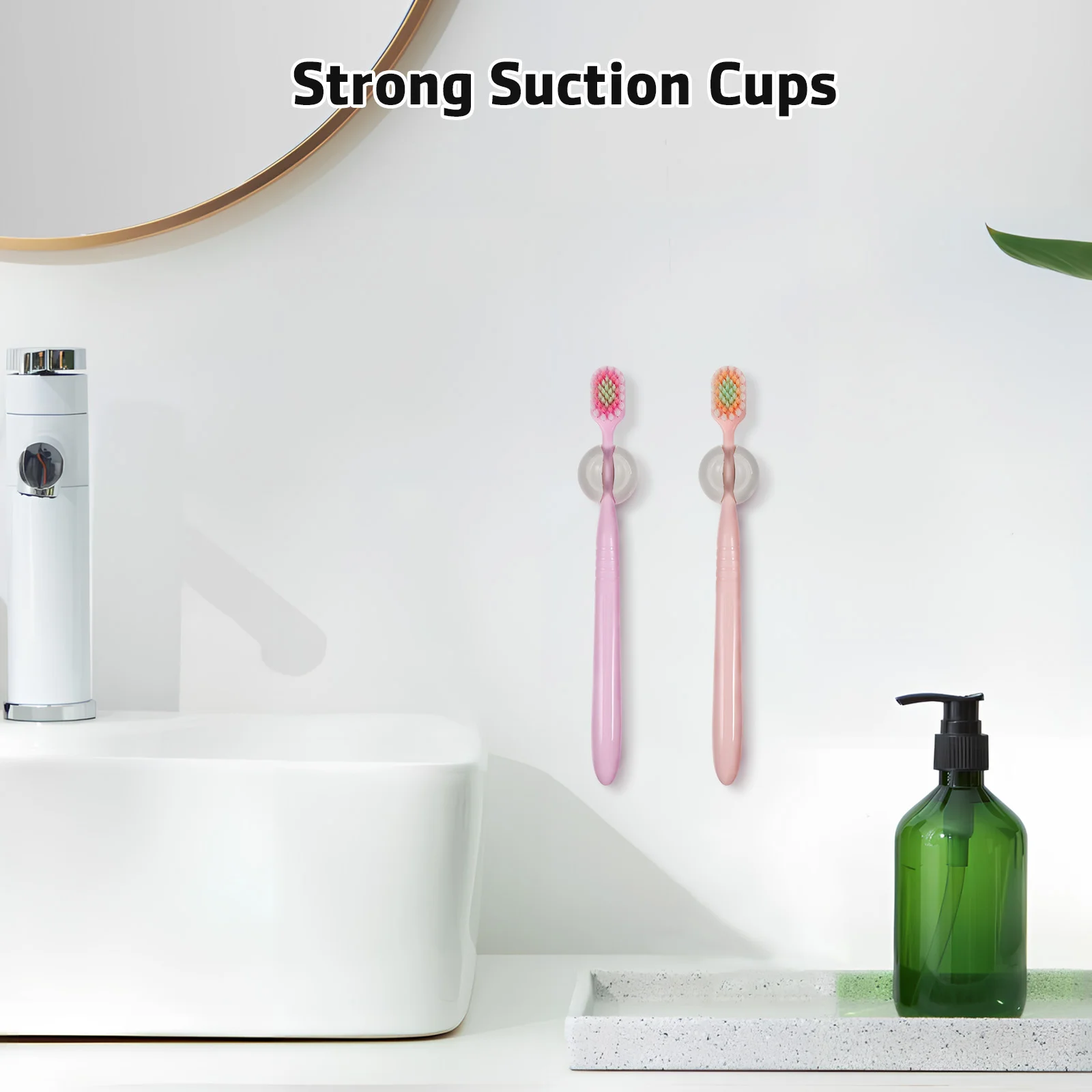 6 Pcs Suction Cup Toothbrush Holder Plastic Self Adhesive Holder Wall Shower Toothpaste Holders Bathroom Household Merchandises