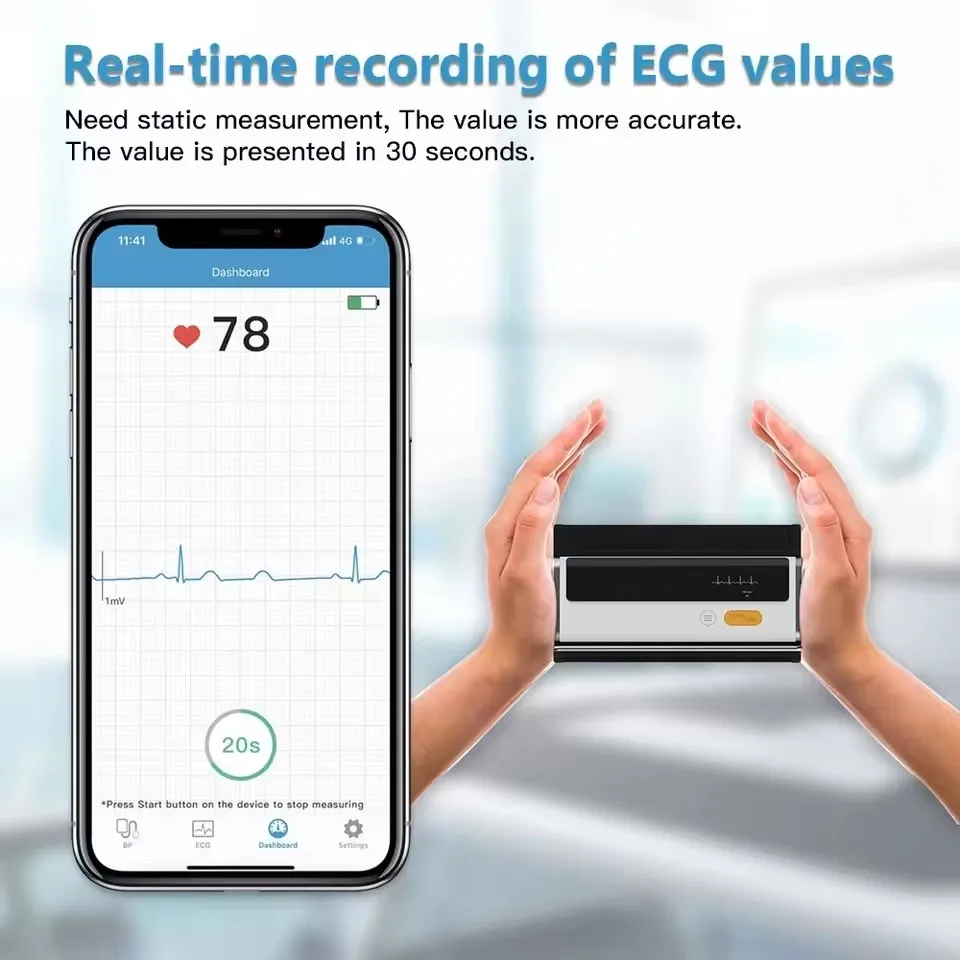 Wireless Bluetooth Blood Pressure Monitor With ECG Function Automatic Digital BP Machine Heart Rate Pulse EKG Support USB Charge 3