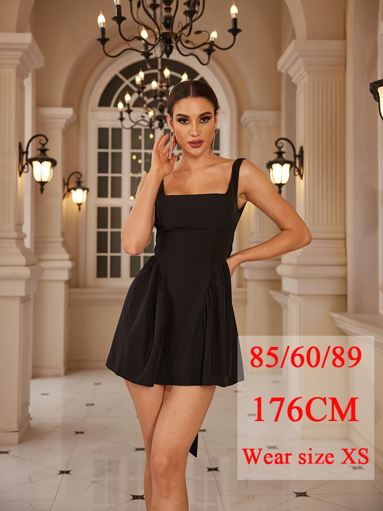 Short Black Dress S Women's Wine Backless Dress With Bowknot ADFY-NPS-153 Short Black Dress S Women's Wine Backless Dress With Bowknot ADFY-NPS-153