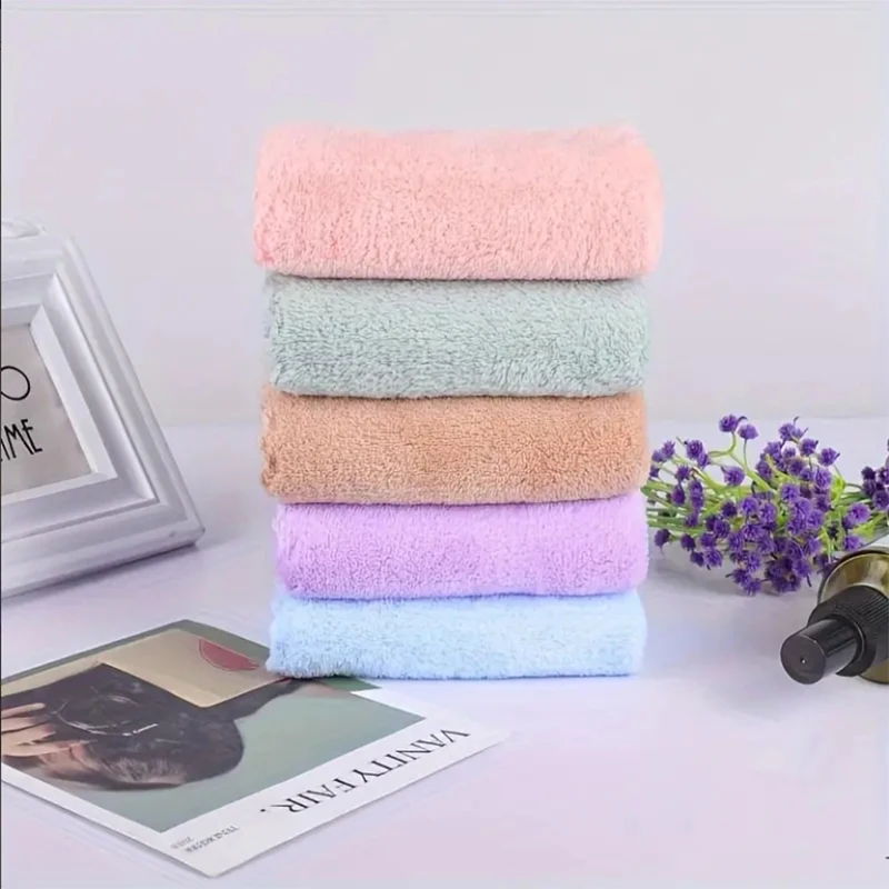 20pcs Solid Color Washcloth 9.8*9.8in Household Plain Handkerchiefs Small Square Towels Soft Absorbent Towel For Home Bathroom
