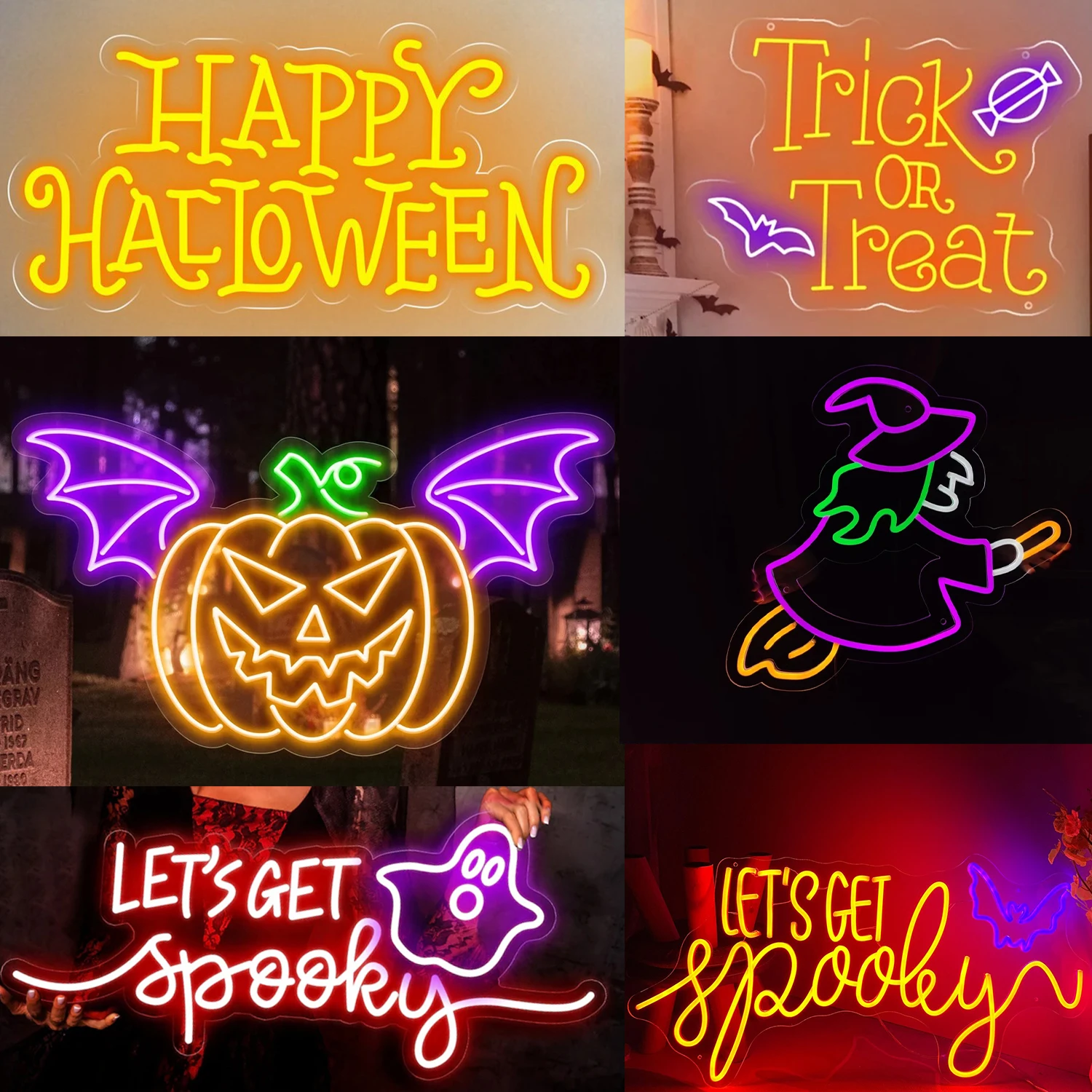 Halloween Neon Sign Halloween Decorations Funky Party Neon Sign Halloween LED Light Halloween Neon Sign Spooky Wall Decoration