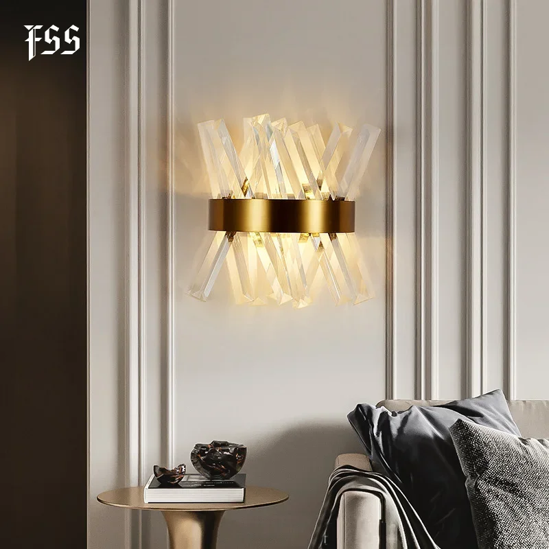 Luxe Crystal Wandlampen Gouden Lamp Led-lampen Armaturen Voor Slaapkamer Woonkamer Indoor Lustre Ac 110V 220V